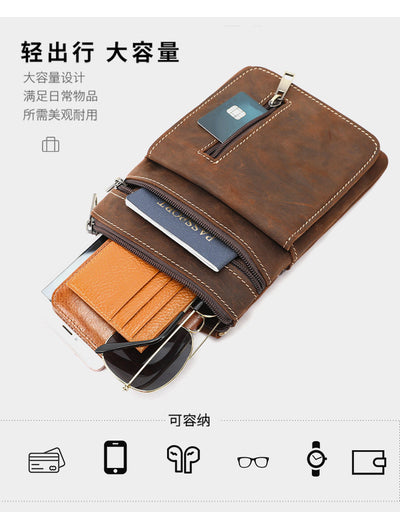Bolso Bandolera de Cuero Crazy Horse Estilo Retro - Image 11