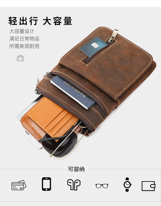 Bolso Bandolera de Cuero Crazy Horse Estilo Retro - Image 11