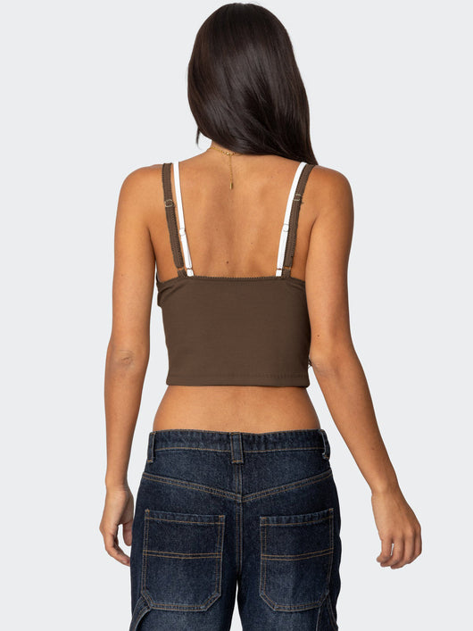 Blusa Elegante Lazo Contraste de Colores con Encaje Falsa Dos Piezas - Image 51