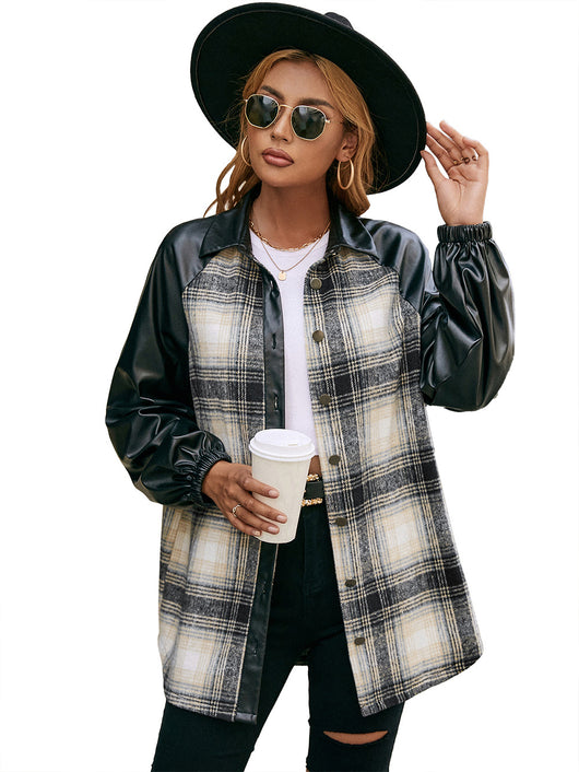Chaqueta Casual de Cuadros con Paneles Sueltos y Bolsillos Dobles - Image 25