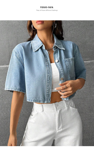Chaleco Denim Delgado Manga Corta para Mujer - Image 10