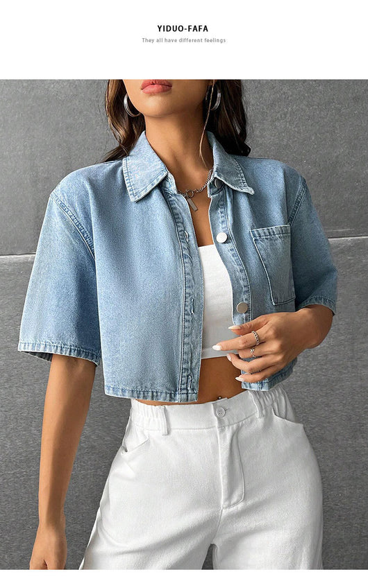 Chaleco Denim Delgado Manga Corta para Mujer - Image 10