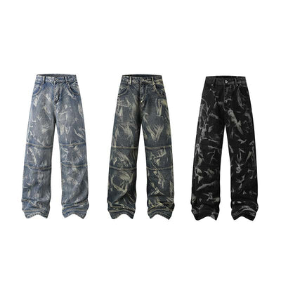 Jeans Rectos Hip Hop con Costuras Destacadas y Desgaste Artesanal - Image 17