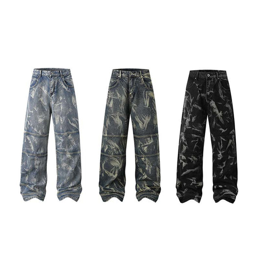 Jeans Rectos Hip Hop con Costuras Destacadas y Desgaste Artesanal - Image 17