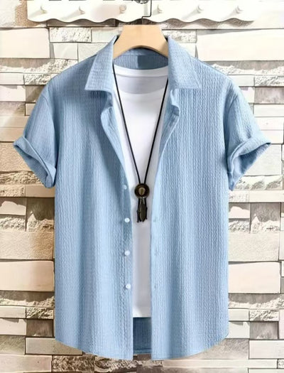 Camisa Casual de Manga Corta Holiday Leisure sin Arrugas para Hombre - Image 43