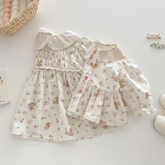 Vestido Princesa Floral Estilo Coreano con Conejo para Bebé - Image 18