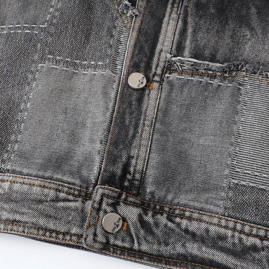 Chaqueta Denim Vintage Destruida Estilo Retro Americano - Image 22