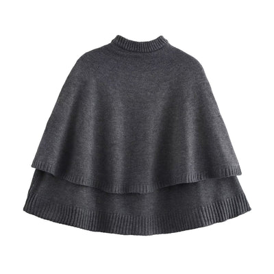 Abrigo Tejido Estilo Capa con Cuello Redondo Multiuso - Image 33