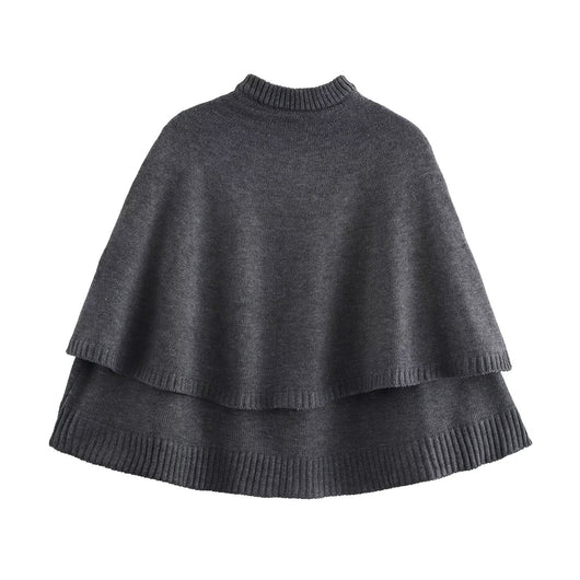 Abrigo Tejido Estilo Capa con Cuello Redondo Multiuso - Image 33
