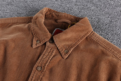Camisa de Pana Manga Larga Retro con Combinación de Colores para Hombre - Image 32