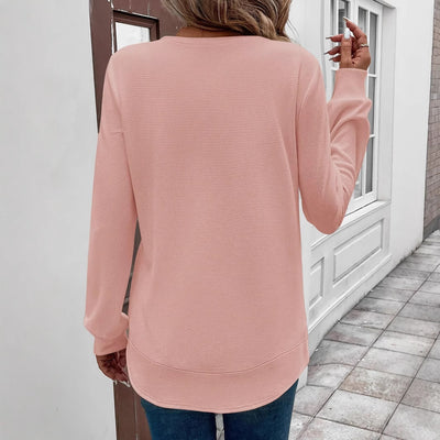 Blusa Manga Larga Cuello Redondo Textura Waffle para Mujer - Image 13