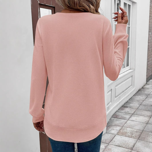 Blusa Manga Larga Cuello Redondo Textura Waffle para Mujer - Image 13