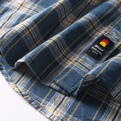 Camisa Retro Japonesa a Cuadros Lavada - Manga Corta Verano - Image 22