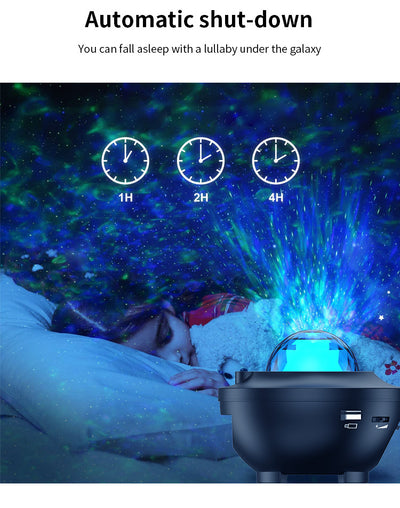 Lámpara Proyector Cielo Estrellado con Ondas de Agua, Bluetooth y Luz Láser Atmosférica - Image 13