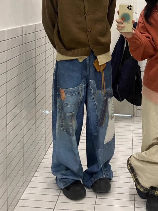 Jeans Rectos Sueltos Diseño Independiente Retro Americano para Hombre - Image 35