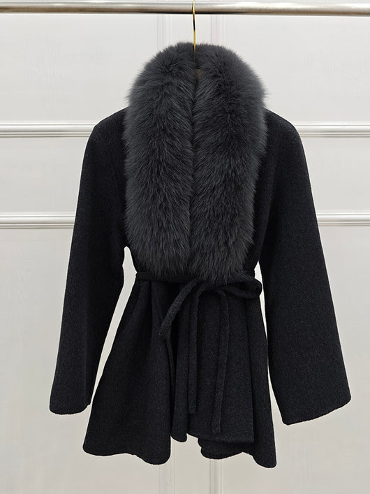 Abrigo Reversible de Cashmere y Piel de Zorro Midi para Invierno - Image 9