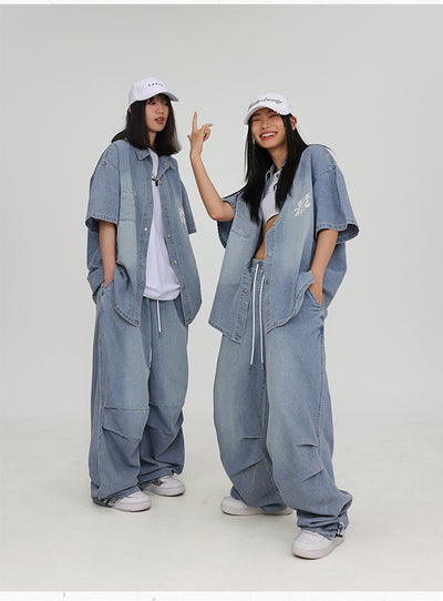 Conjunto Hip Hop Urbano: Camisa y Pantalón Denim Estilo Callejero - Image 29