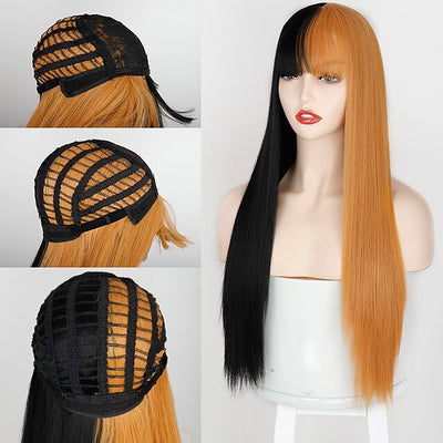Peluca Cosplay Bicolor con Flequillo Liso - Doble Tono - Image 39