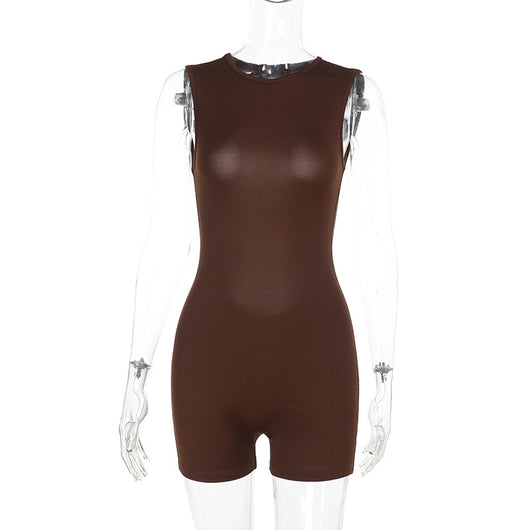 Jumpsuit Deportivo Espalda Descubierta Ajustado en Colores Sólidos - Image 12