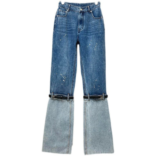 Jeans de Patchwork con Contraste de Colores Efecto Lavado - Image 15