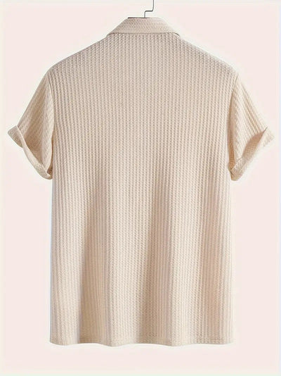 Camisa Casual de Punto Rombo con Solapa - Corte Holgado Manga Corta Hombre - Image 61