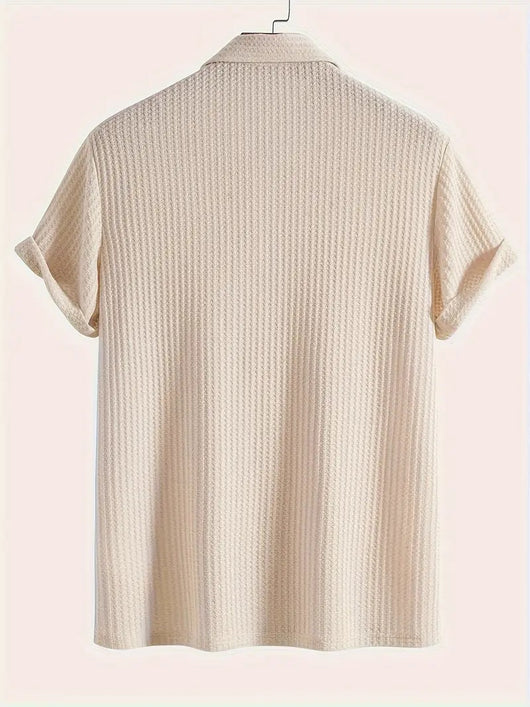 Camisa Casual de Punto Rombo con Solapa - Corte Holgado Manga Corta Hombre - Image 61