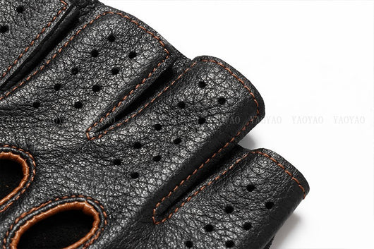 Guantes de Cuero Mitad Dedo para Motociclismo y Actividades al Aire Libre - Image 39
