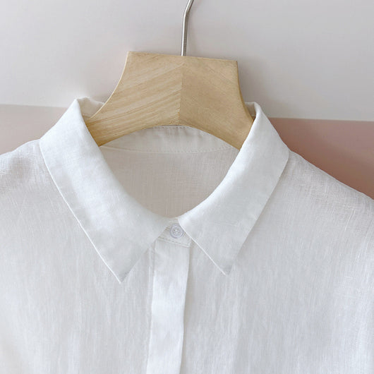 Camisa de Lino Azul Suelta - Comodidad Natural - Image 63