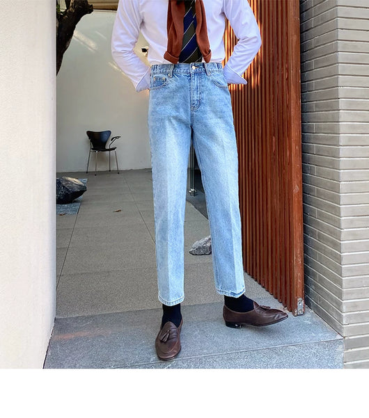 Jeans Slim Fit Estilo Retro Británico para Hombre - Image 89