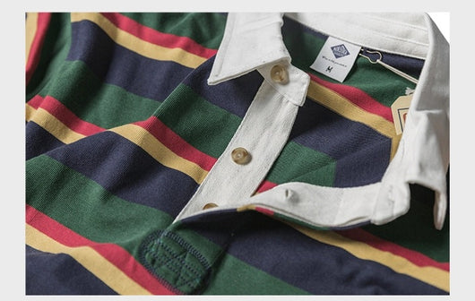 Polo Retro de Manga Larga con Rayas - Camiseta Clásica para Hombre - Image 28