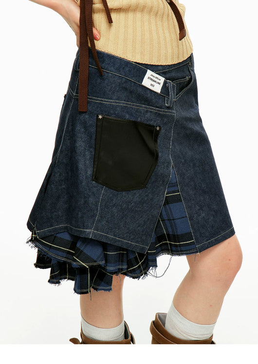 Falda Midi Twill con Flecos y Detalles Combinados - Image 24
