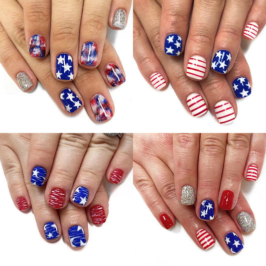 Uñas Postizas Brillantes Rojo y Azul Multicolor - Image 15