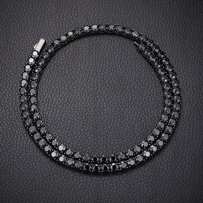 Cadena de Tenis Plata S925 Moissanita Negra - Collar Hip Hop para Hombre - Image 9