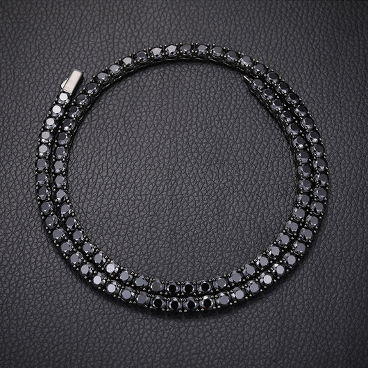 Cadena de Tenis Plata S925 Moissanita Negra - Collar Hip Hop para Hombre - Image 9