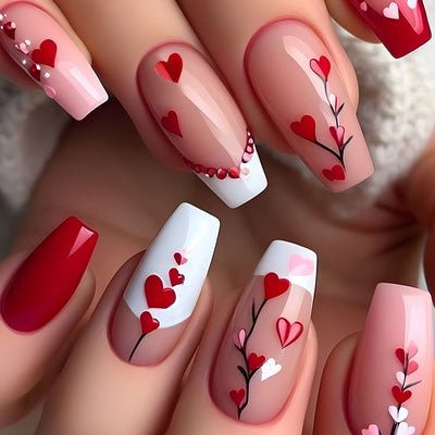 Adhesivos de Uñas Corazón Rojo Largo - Image 8
