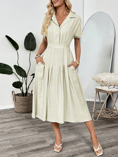 Vestido Camisero Ajustado con Bolsillos - Falda Entallada para Oficina - Image 9