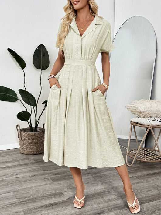 Vestido Camisero Ajustado con Bolsillos - Falda Entallada para Oficina - Image 9