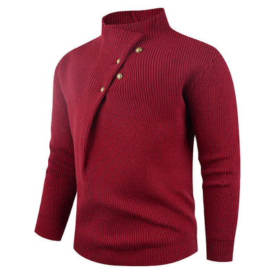 Suéter Casual para Hombre con Cuello Mao y Botones Sesgados - Image 17