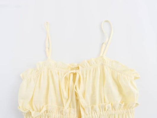 Blusa Ajustada Estilo Europeo Amarilla sin Mangas - Image 22