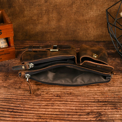Bolsa de Pecho de Cuero Curtido al Vegetal para Hombre - Estilo Viajero - Image 10