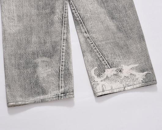 Jeans Ajustados Daddy con Desgarre y Efecto Gato Gris Claro - Image 20