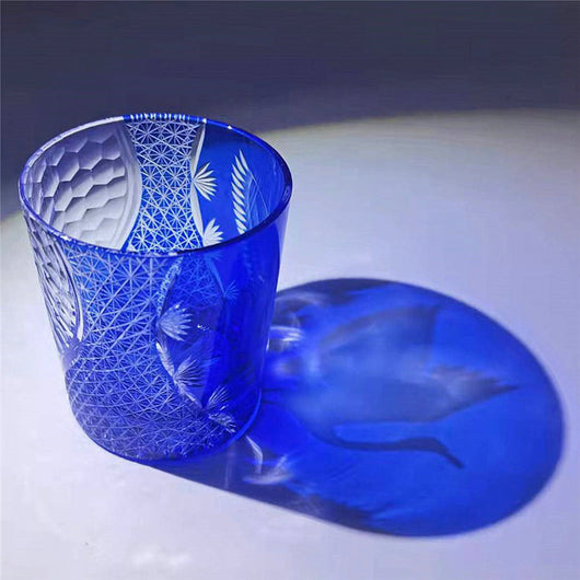 Vaso de Whiskey Edo Kiriko Pino y Grúa - Artesanía Japonesa - Image 32
