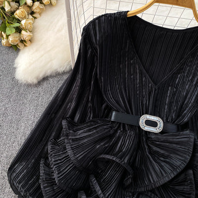 Blusa Suelta con Cuello V, Mangas Largas y Volantes en Bajo - Image 57