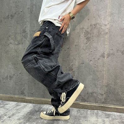 Pantalones Cargo Vaqueros Retro Lavado Pesado con Diseño de Bolsillos Oblicuos - Image 31