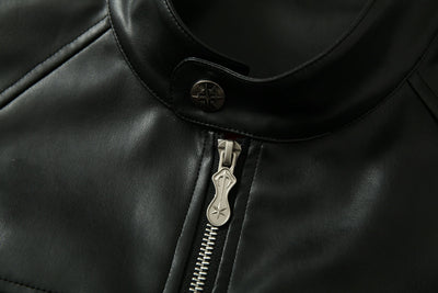 Chaqueta de Cuero Estilo Retro Americano con Detalles de Tartán - Image 28