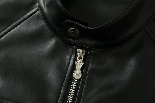 Chaqueta de Cuero Estilo Retro Americano con Detalles de Tartán - Image 28