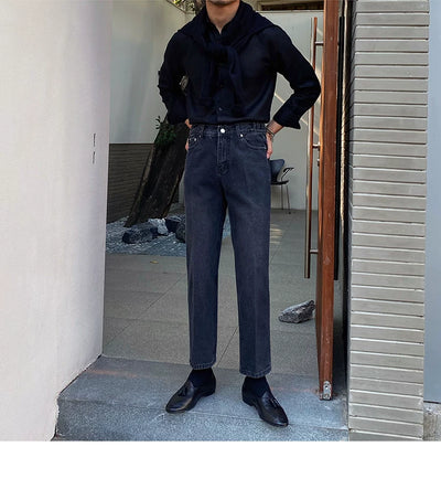 Jeans Slim Fit Estilo Retro Británico para Hombre - Image 57