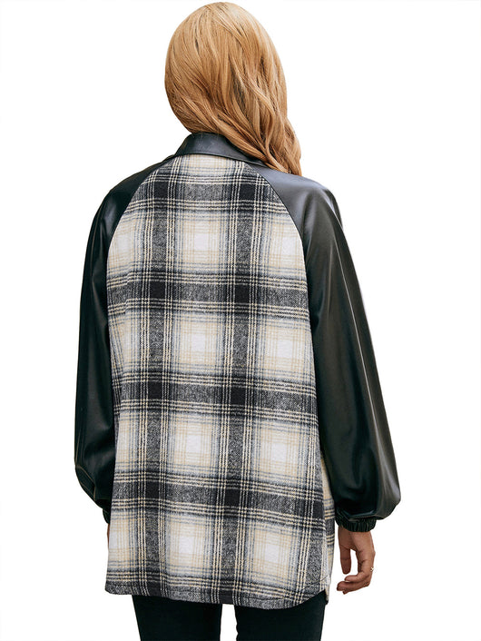 Chaqueta Casual de Cuadros con Paneles Sueltos y Bolsillos Dobles - Image 23