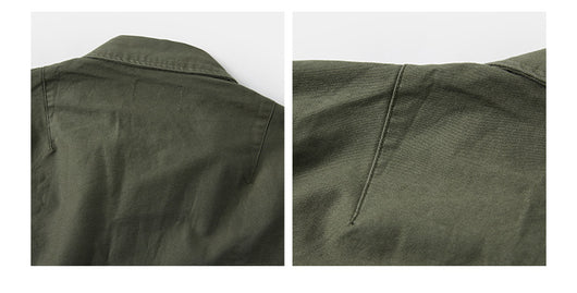 Camisa de Trabajo Algodón Satinado Verde Oliva para Hombre - Image 14