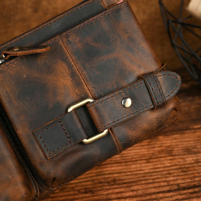 Bolsa de Pecho de Cuero Curtido al Vegetal para Hombre - Estilo Viajero - Image 48